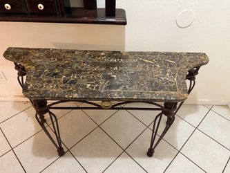 Black & Gold Marble-Look Console / Sofa Table – 54”