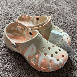 New Crocs Classic Platform Marbled Clog W Chai Multi Brown Women Sandals