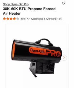 Dyna Glo Pro Forced Air Propane Heater