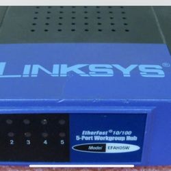 Cisco Linksys EFAHO5W EtherFast 10/100 5- Port Workgroup Hub AC Adapter Included