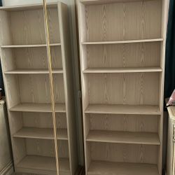 5 Shelf White Washed Wood Bookcase 