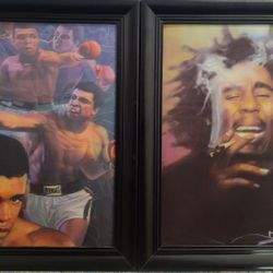 MUHAMMAD ALI/BOB MARLEY 3D FRAMED REALISTIC PHOTOS

