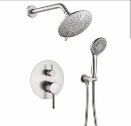 BWE Single-Handle 2-Spray Round High Pressure Shower Faucet in Brushed Nickel (Valve Included)