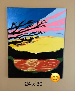 “Sunset Birds” Painting