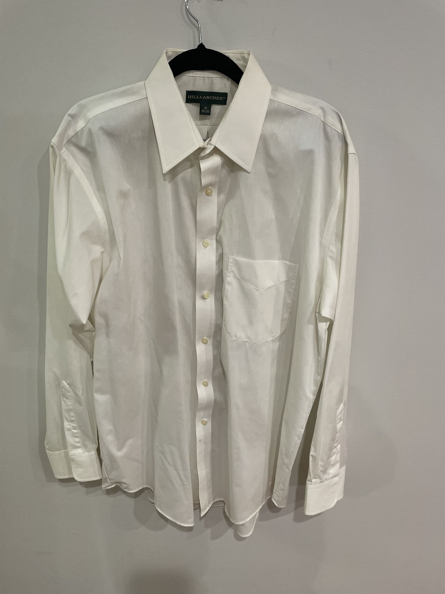 Hill & Archer white button up men’s long sleeve dress shirt size 16 34/35