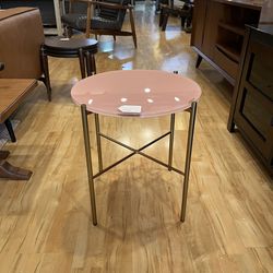 Glass Metal Round Side Table