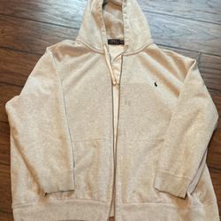 Polo Ralph Lauren Full Zip-up Hoodie/3xl-Light Grey.