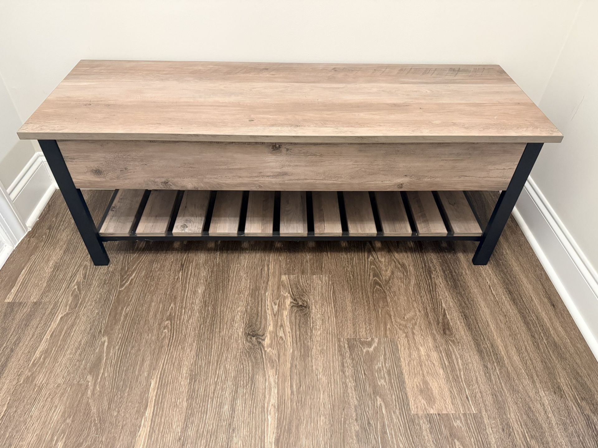 Grey Entry Bench With Lift Top Storage