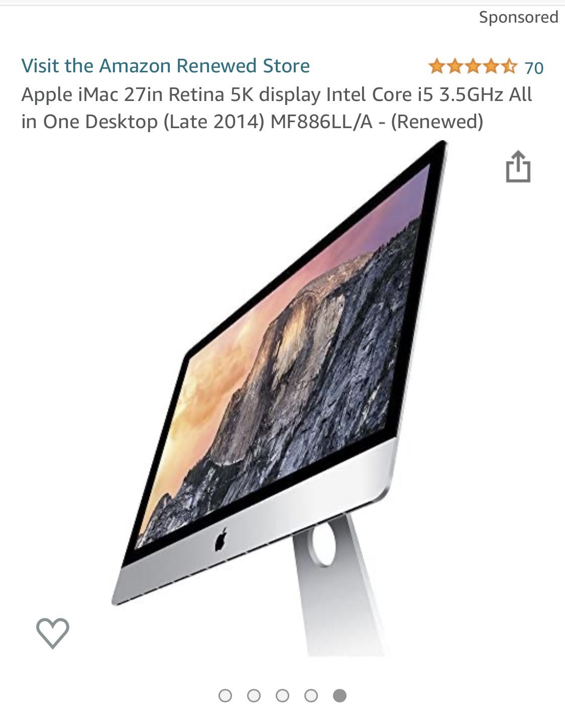 Apple iMac 27 inch Desktop Computer MK482LL/A 3.2GHz Intel Core i5, 32GB RAM, 3RB HDD Silver (Renewed) Apple iMac 27 inch Desktop