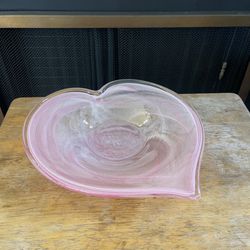 Vintage Murano Art Glass Bowl - Pink Blush / Organic Freeform - Made in Italy