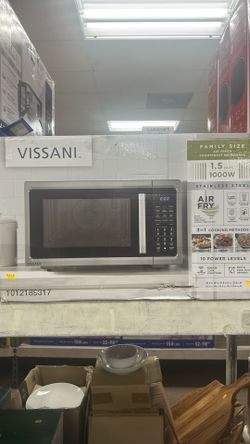Vissani family size air fryer countertop microwave stainless steel