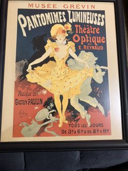 22”x18” Pantomimes Lumineusus Frame Vintage Poster 