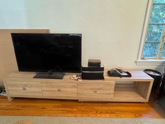 6-8ft. LONG  Adjustable TV Stand White Oak Veneer