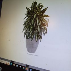 Aglaonema Faux Plant In Sand Colored Planter, NEW