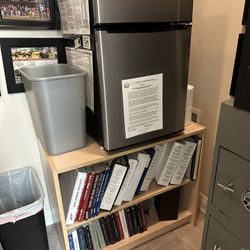 Mini Fridge, Office Desks, File Cabinets