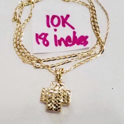 10K Solid Gold Chain and Pendant For Wedding 18 Inches Long 