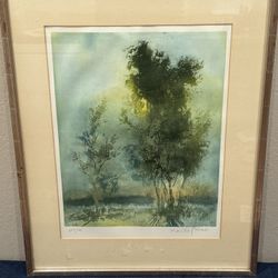 Original Signed KAIKO MOTI Color Aquatint "Les Arbres" 63/120 India Artist