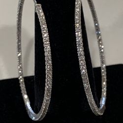 White Gold and Diamond “Inside Out” Hoop Earrings