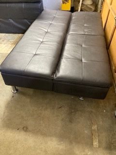 2 Brown leather futons 