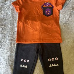 🎃Toddler Boys Cat & Jack 12M Halloween  Top & Fleece Jogger Pants NWT🎃