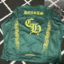     Chrome Hearts Green Mesh Jersey Long Sleeve – Yellow Logo 🔥