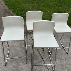 Bar Stool Seat White Leather 