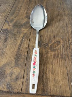Spice of Life serving Spoon Chromium Kitchen UTENSIL Vegetable Vintage - made in Korea