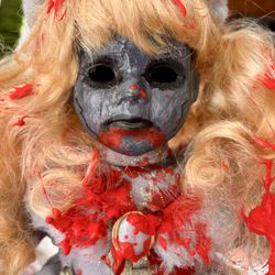 Creepy scary doll with stand (not haunted)