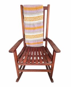 Wooden High Back Slatted Rocking Chair