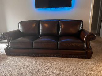 Cindy crawford home calvano brown leather sofa online