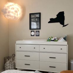 Pottery Barn Mid Century Modern White Dresser (Retail $1,000+) + 4-Cube Bookshelf