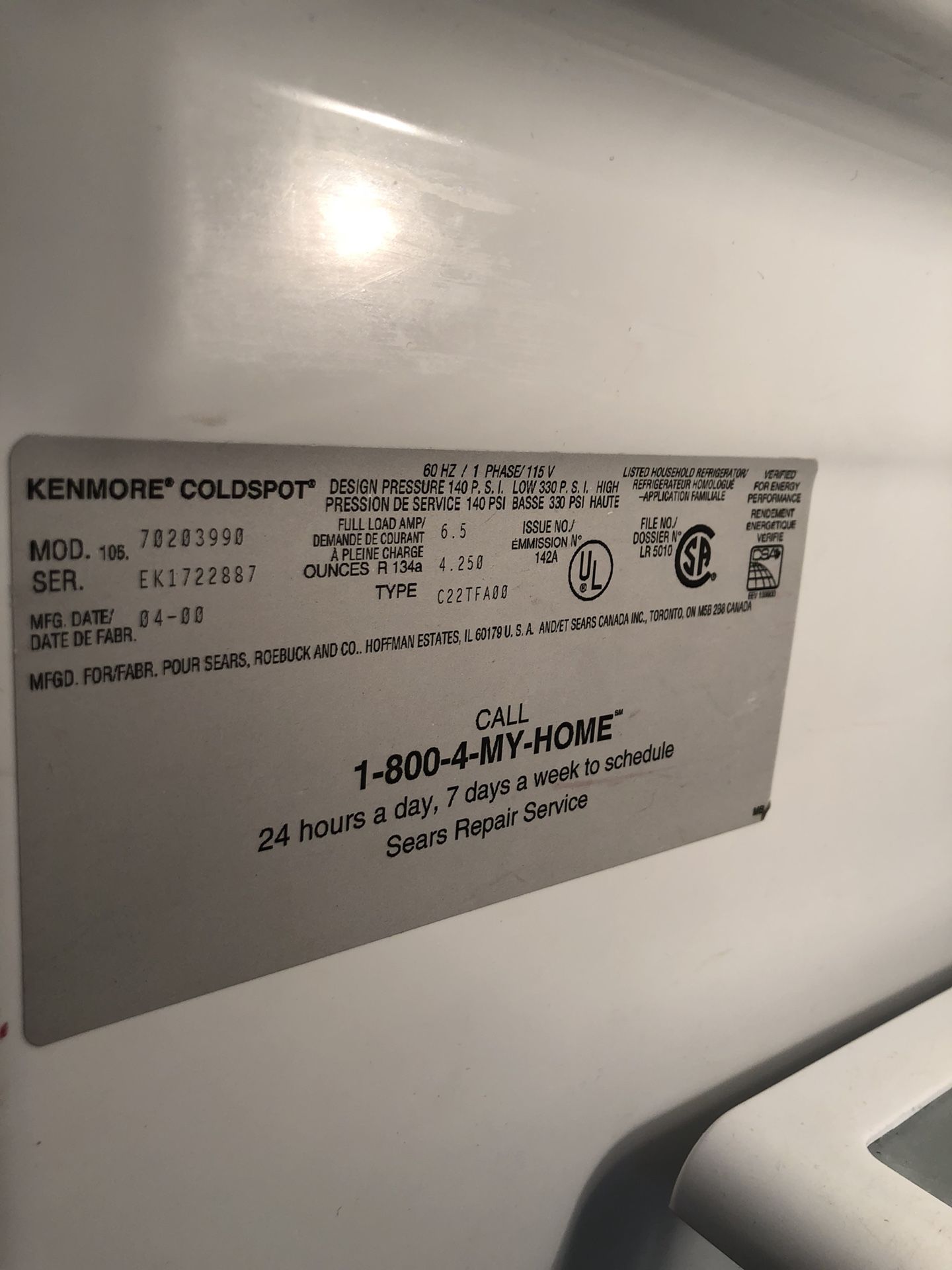 Kenmore Elite ColdSpot Refrigerator Fridge Stainless Steel with Top