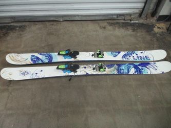 Used Line Pandora 162 Dual Tip Powder Skis w/ Marker Bindings