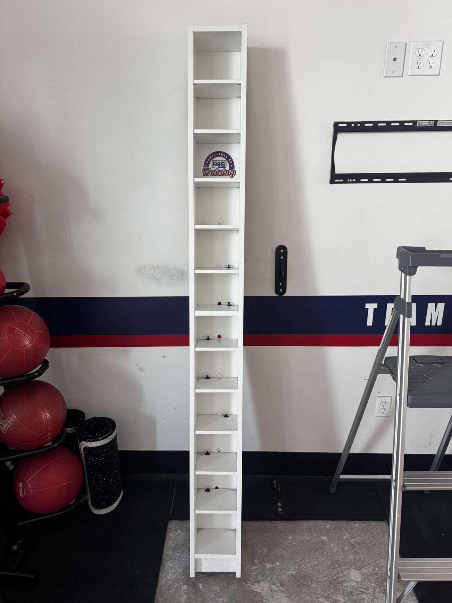 Tall Slim White Shelf – Great for Small Spaces / Studios / Display