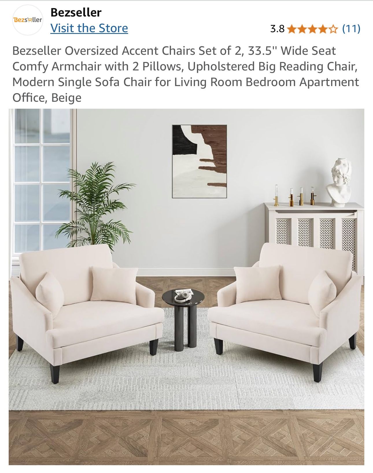 Oversized Accent Chairs Set of 2