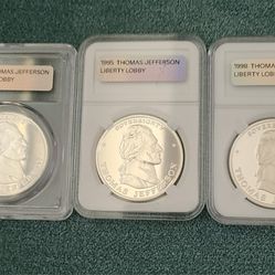 silver Proof Liberty Lobby Jefferson coins 94-95-98