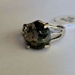 SPIRITUAL  SERAPHANITE  POLISHED CABECHON  NEW SIZE 6 RING