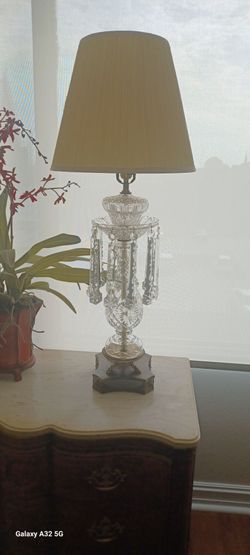 Hollywood Regency crystal lamp brass and 10 spears $495obo