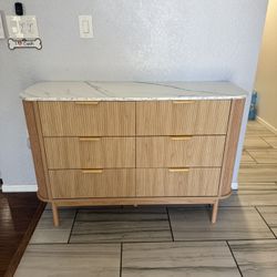 BRAND NEW!! Beige Fluted 6 Drawer Dresser