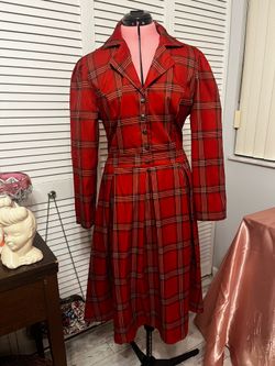 Vintage-Inspired Red Plaid Fit & Flare Shirt Dress | Classic Retro Style