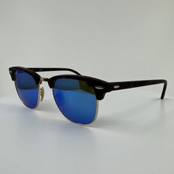 Ray Ban Clubmaster Black Frame Blue Mirror Flash Lens RB3016 100% Authentic