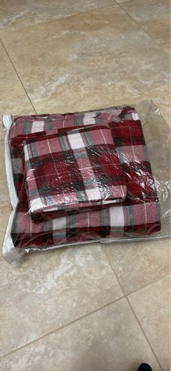 Red Plaid Flannel Full Size Sheet Set