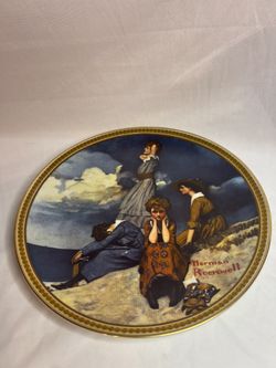 Norman Rockwell Plate – Waiting on the Shore / Plato decorativo Rockwell – Esperando en la orilla 