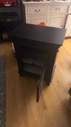 Cabinet- Brown/ Black Wood Nightstand with Open Shelves