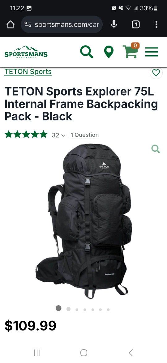 TETON Sports Explorer 75L Internal Frame Backpacking Pack 