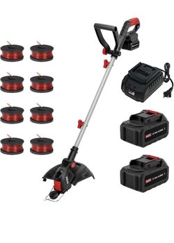 MZK 20V 12 Inch Cordless Weed Wacker String Timmer Edger 8000 RPM 2 Batteries