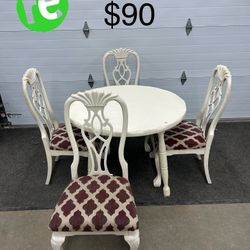 White Kitchen Table with 4 Chairs