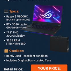🔥 ROG Strix SCAR 17 – Ryzen 9 + RTX 3080 🔥