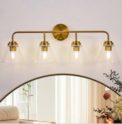 NEW: ANDY STAR 4-Light Brushed Gold Bathroom Vanity Light Fixture