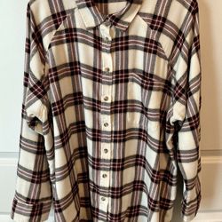 Women's Plus Size Plaid Button-Front Shirt from Terra & Sky. Ultra Soft 1X